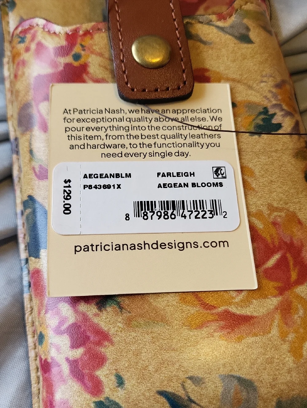 Patricia Nash Farleigh Aegean Blooms Leather Crossbody Phone Case StrapALmmL